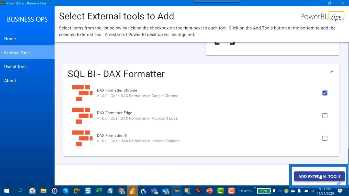 Mettez à niveau votre menu d'outils externes dans LuckyTemplates