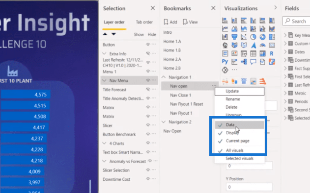 Menu de navigation dynamique à l'aide des filtres LuckyTemplates