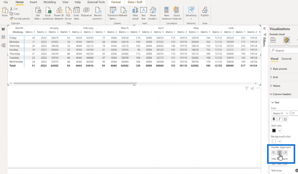 Visualisation matricielle dans LuckyTemplates