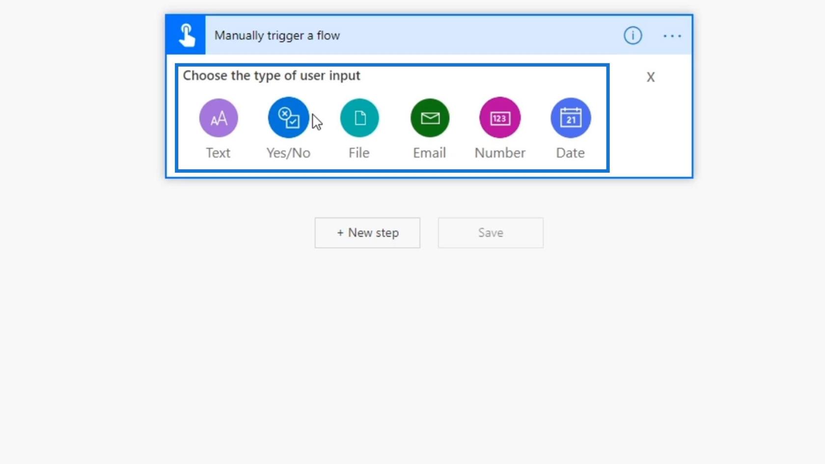 مدخلات سير العمل في Microsoft Power Automate