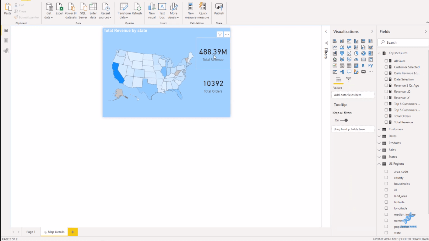 Visualizaciones de datos LuckyTemplates: mapas dinámicos en información sobre herramientas