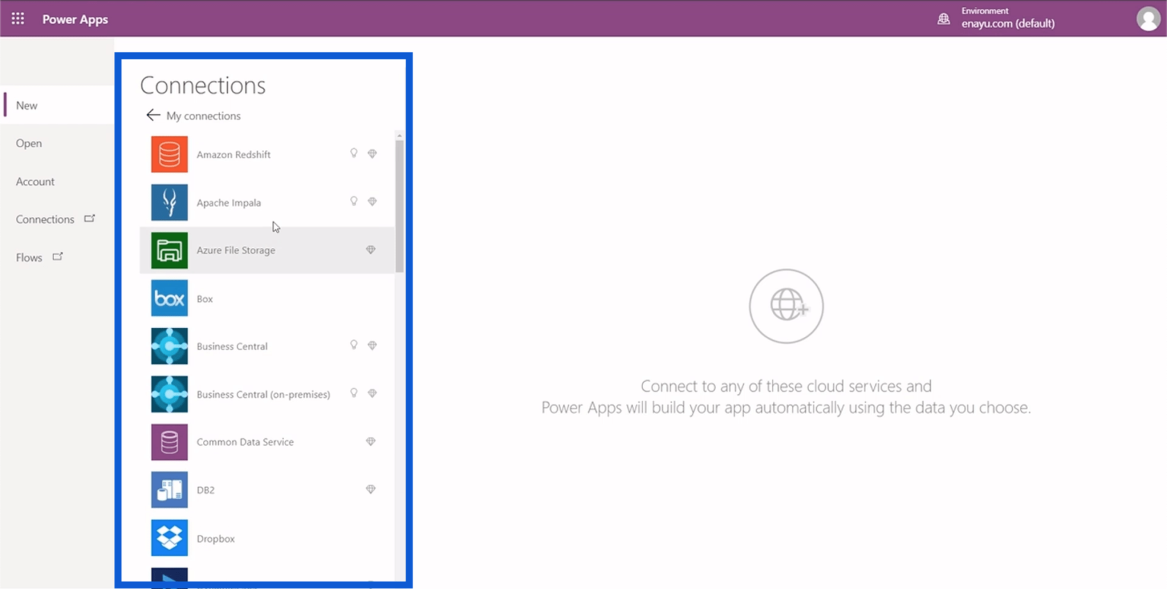 Power Apps-omgeving instellen: verbinding maken met OneDrive en Google Drive