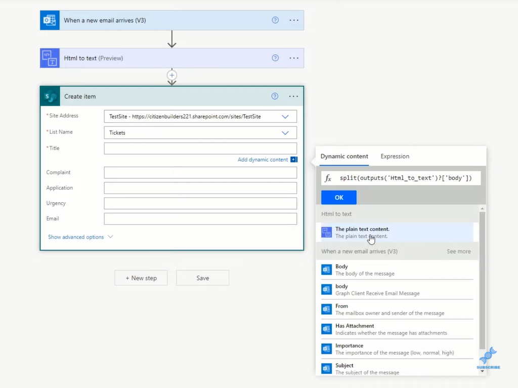 Comment analyser les e-mails et remplir les listes SharePoint dans Power Automate