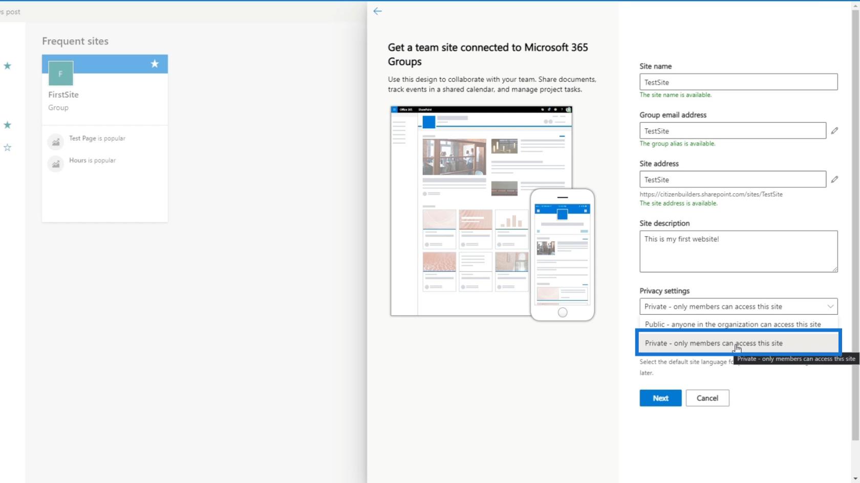 SharePoint 教程：創建新網站