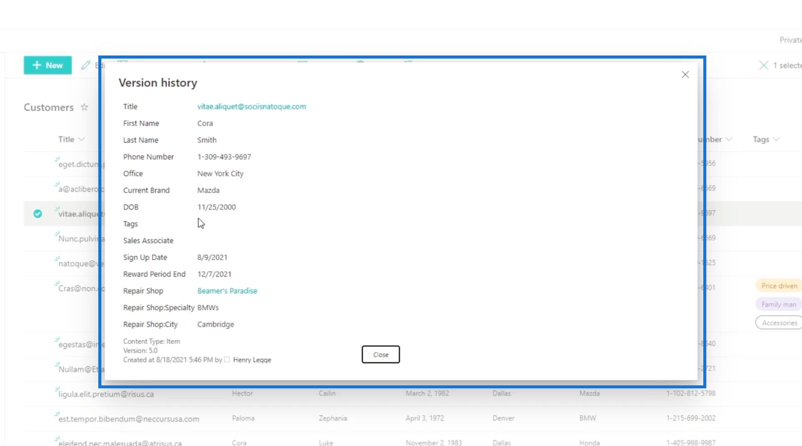 SharePoint 列表中的版本歷史記錄