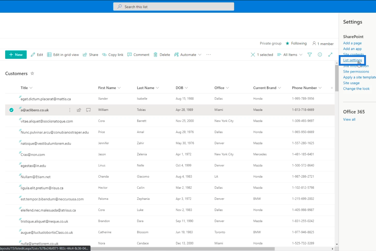 SharePoint 列表項：編輯單個和多個項目