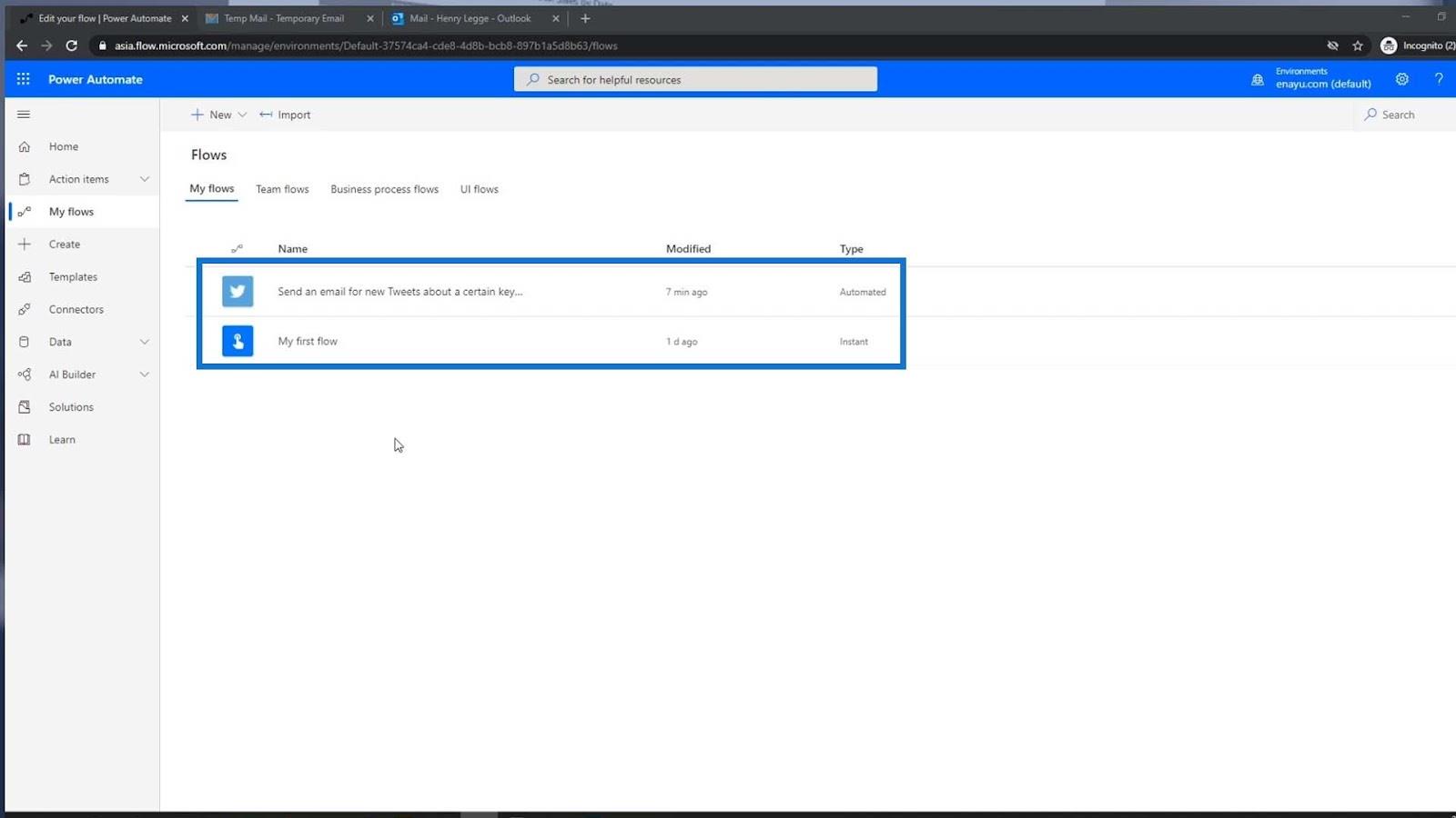 Tutorial do Microsoft Flow – Instant Vs.  Fluxo Automatizado