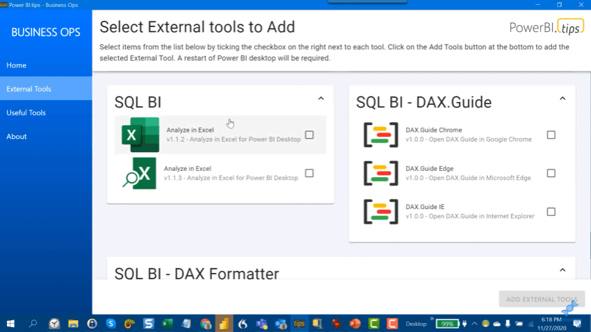 Mettez à niveau votre menu d'outils externes dans LuckyTemplates