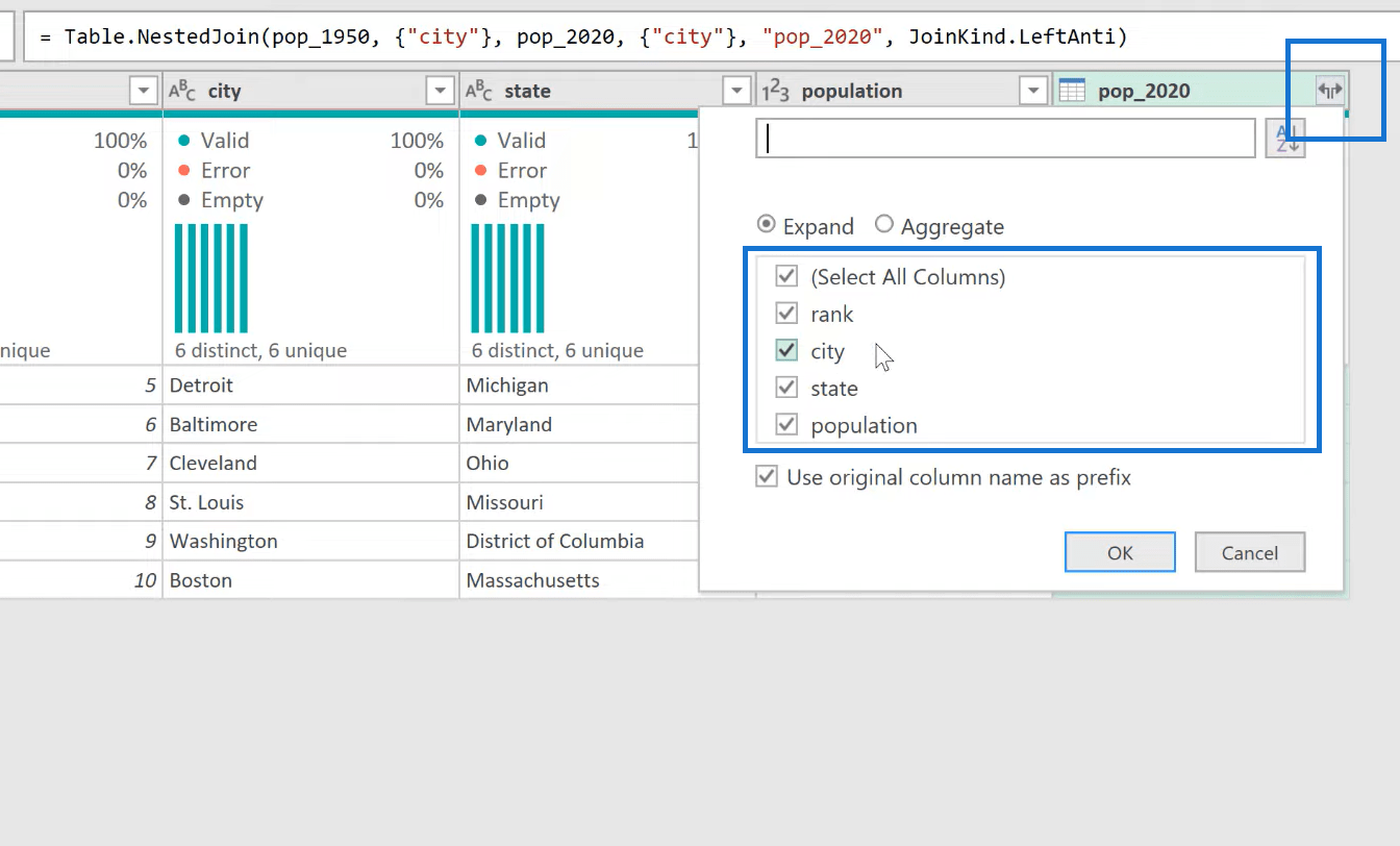 使用 Power Query 在 Excel 中使用 Anti Join 合併查詢