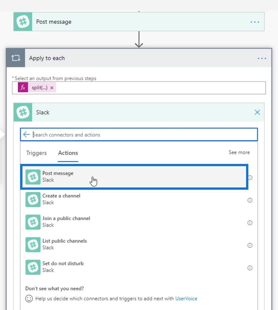 Power Automate Split Function et baies