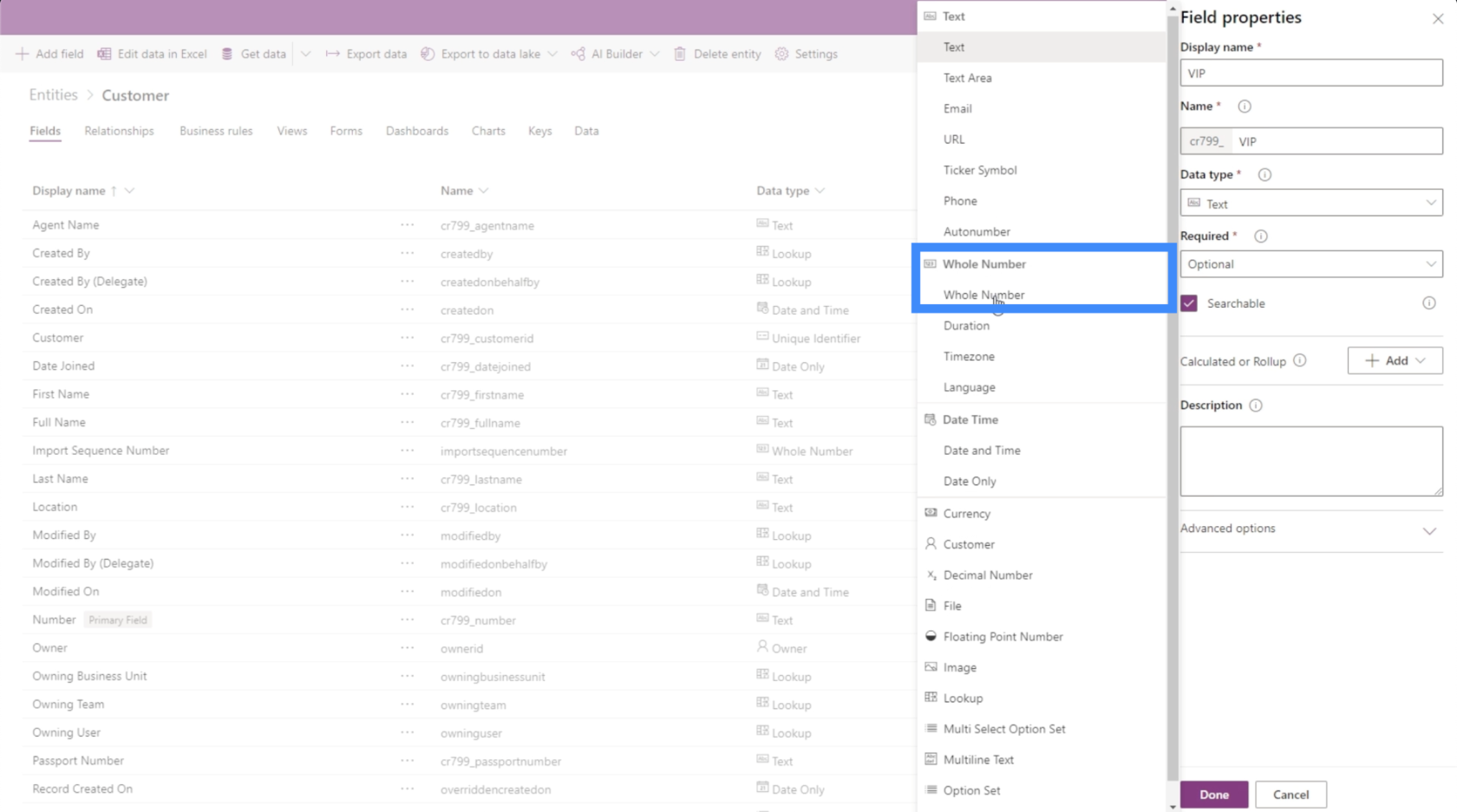 PowerApps 實體：如何添加不同類型的字段