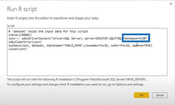 R スクリプトを使用して SQL Server への LuckyTemplates レポートを作成する