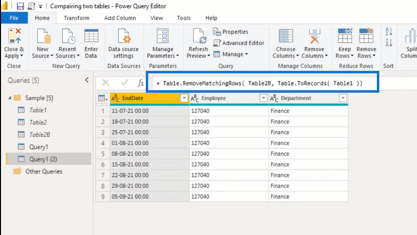 Comparaison de tables dans Power Query |  Tutoriel LuckyTemplates