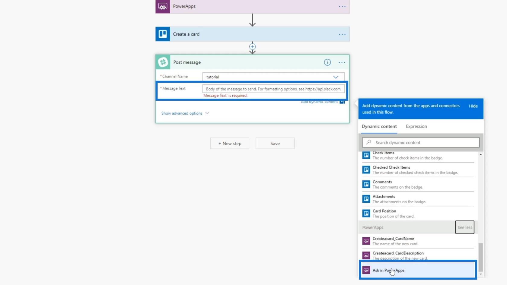 Intégration de PowerApps dans Microsoft Power Automate