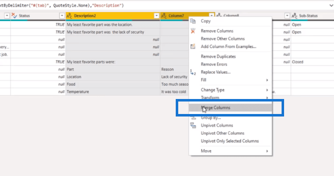 Comment fusionner dynamiquement des colonnes dans une table Power Query