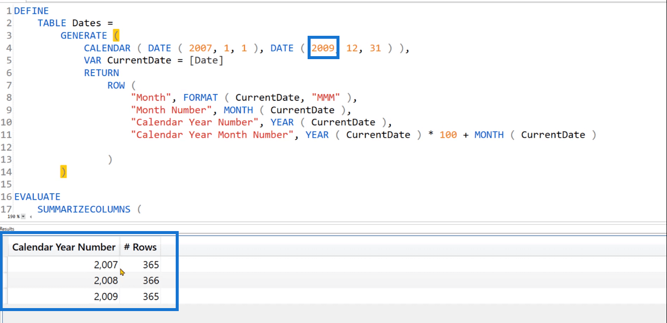 DAX Studio 中的 TABLE 關鍵字：基本示例