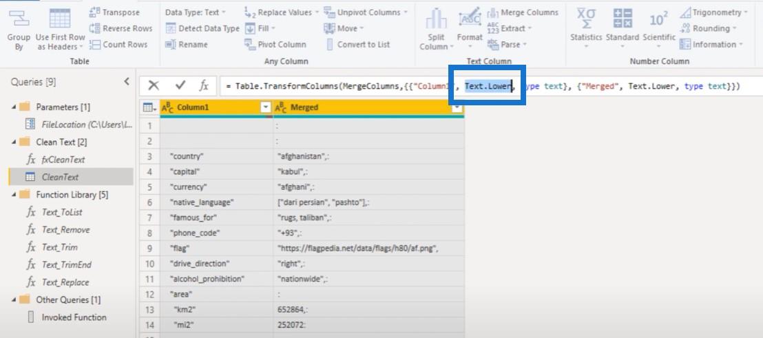 Création d'une fonction de nettoyage de texte personnalisée dans Power Query