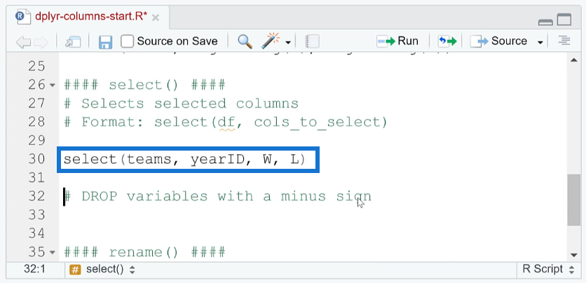 Mit Dplyr Spalten in R hinzufügen, entfernen und umbenennen