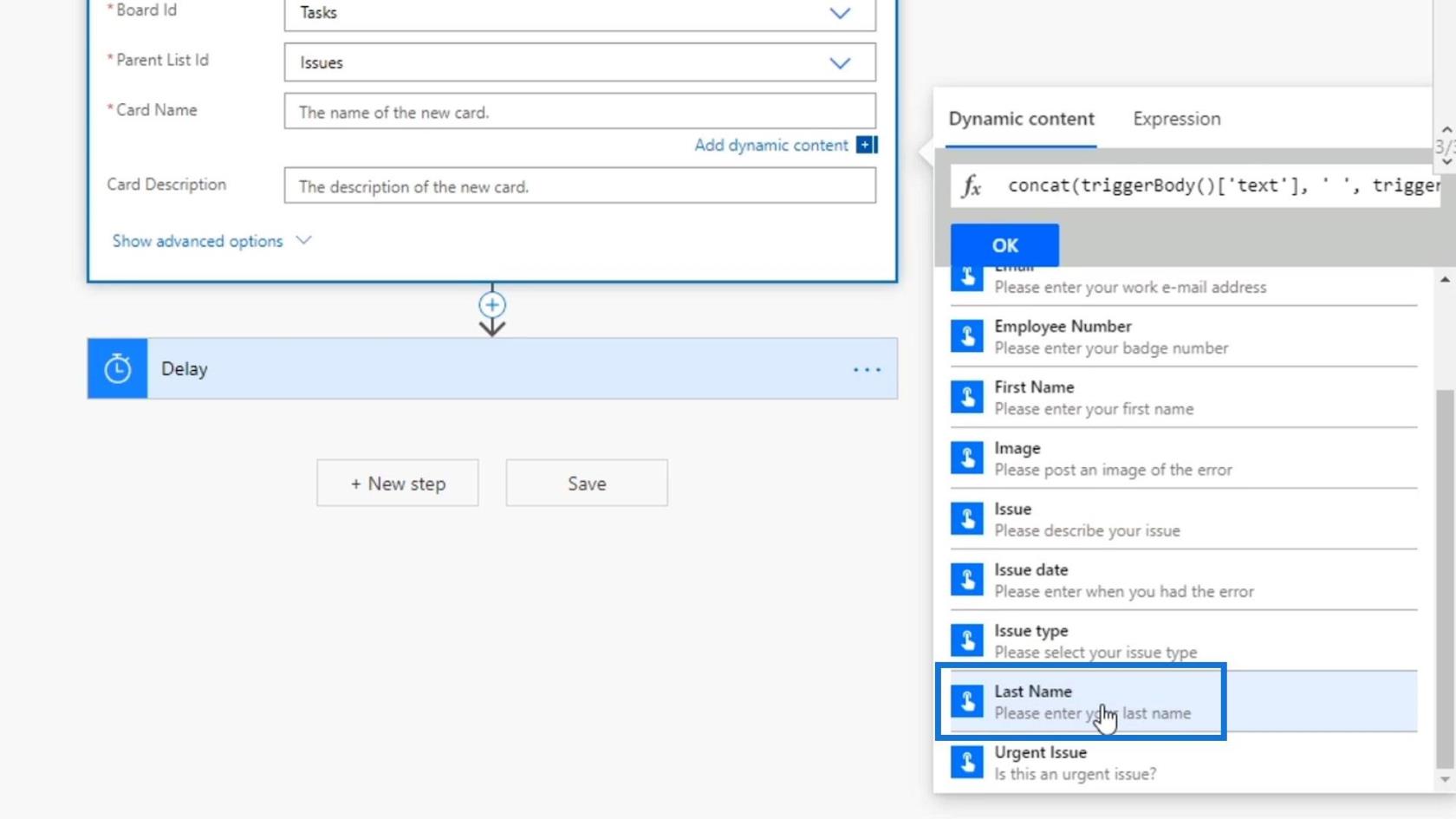 Entradas de fluxo de trabalho no Microsoft Power Automate