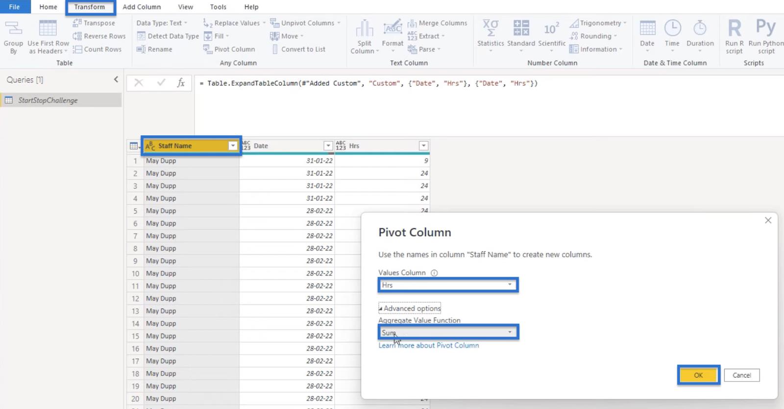 Solution LuckyTemplates entre les dates des heures de travail