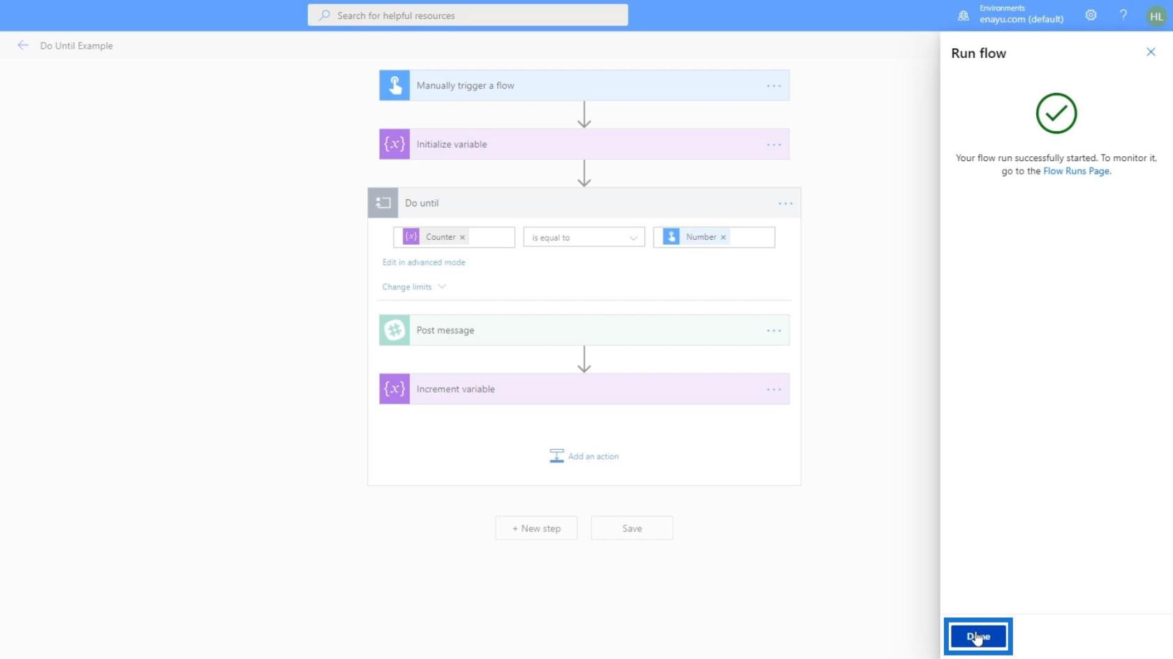 Faire jusqu'au contrôle de boucle dans Power Automate