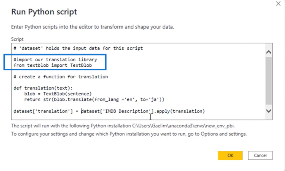 Tutorial LuckyTemplates Python: Cum se traduce texte