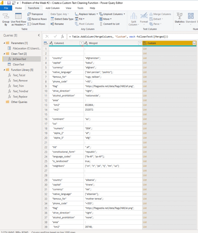 Création d'une fonction de nettoyage de texte personnalisée dans Power Query