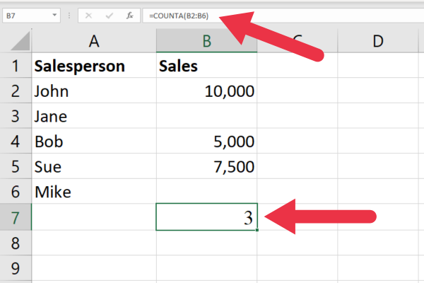 5 sposobów liczenia niepustych komórek w programie Excel: krok po kroku