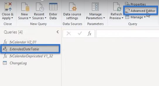 Présentation de la table de dates étendue Power Query V2