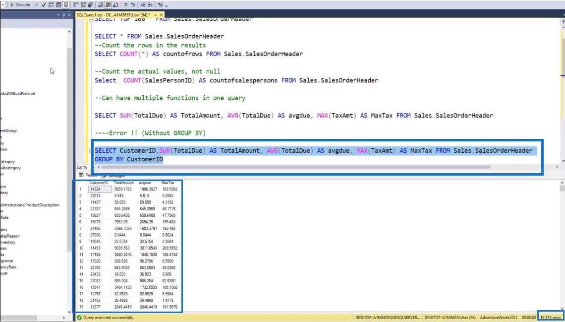 Funcții agregate în SQL și utilizarea lor