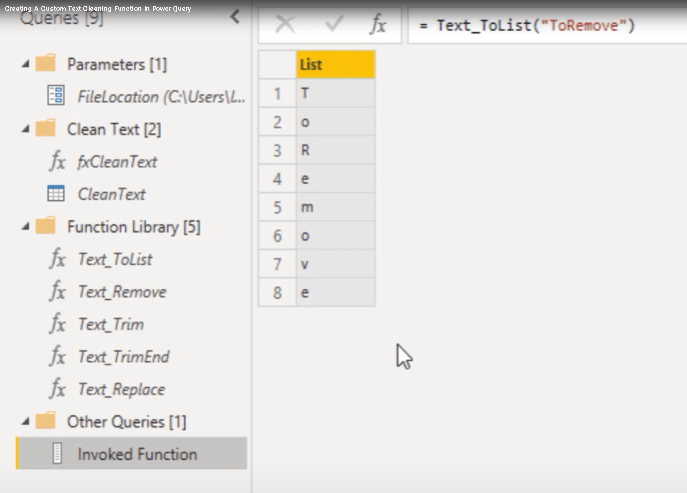 Création d'une fonction de nettoyage de texte personnalisée dans Power Query