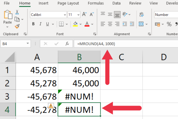 如何在 Excel 中四捨五入到最接近的千位