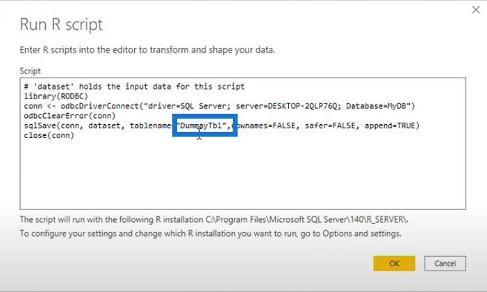 Cree un informe de LuckyTemplates en SQL Server mediante R Script