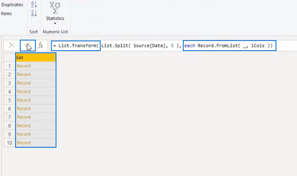 Défi de colonne de transformation Power Query : données empilées dans une table ordonnée