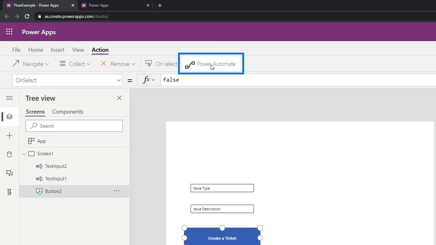 Intégration de PowerApps dans Microsoft Power Automate