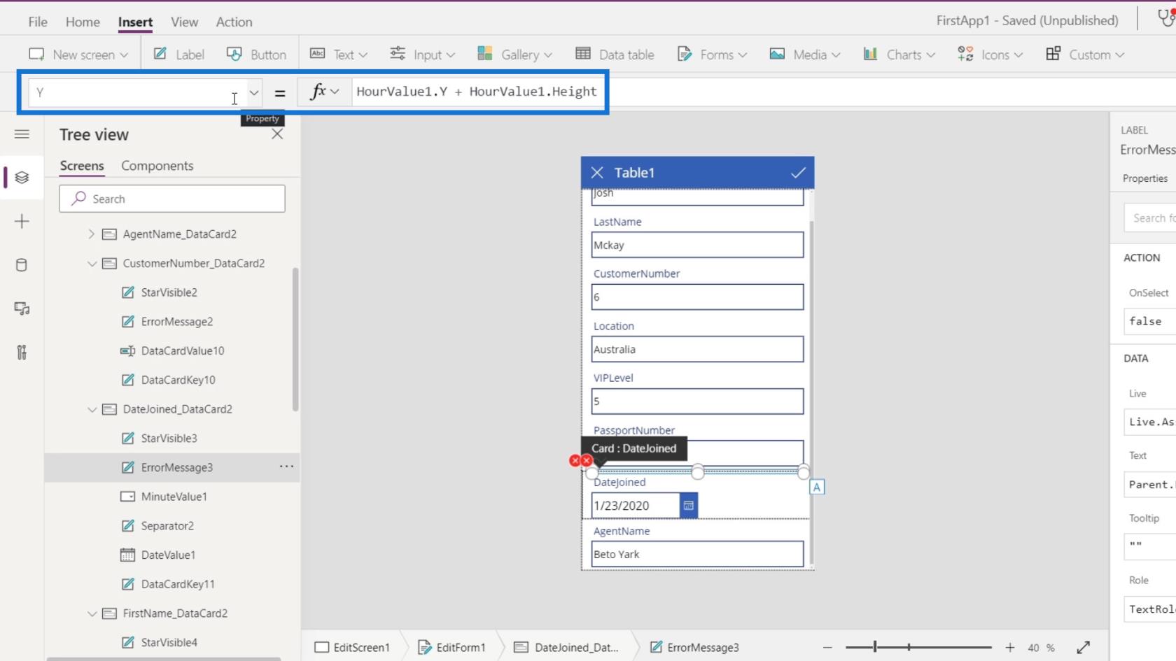 PowerApps 屏幕：編輯和更新