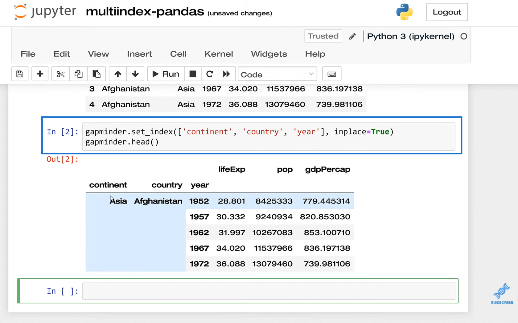 MultiIndex dans les pandas pour les données à plusieurs niveaux ou hiérarchiques