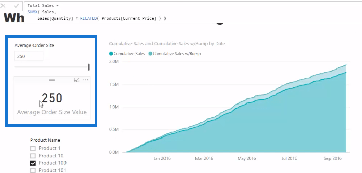 LuckyTemplates Analytics : exécuter une analyse de scénario sur la taille moyenne des commandes