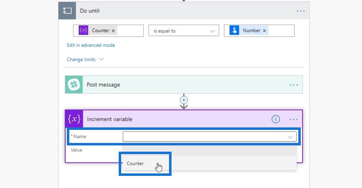 Faire jusqu'au contrôle de boucle dans Power Automate