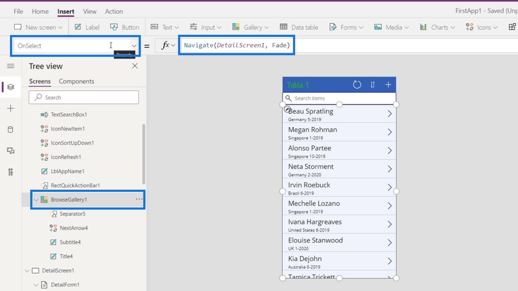 Prezentare generală a contextului de navigare PowerApps