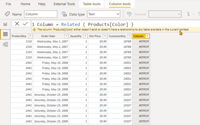 Tables développées dans LuckyTemplates