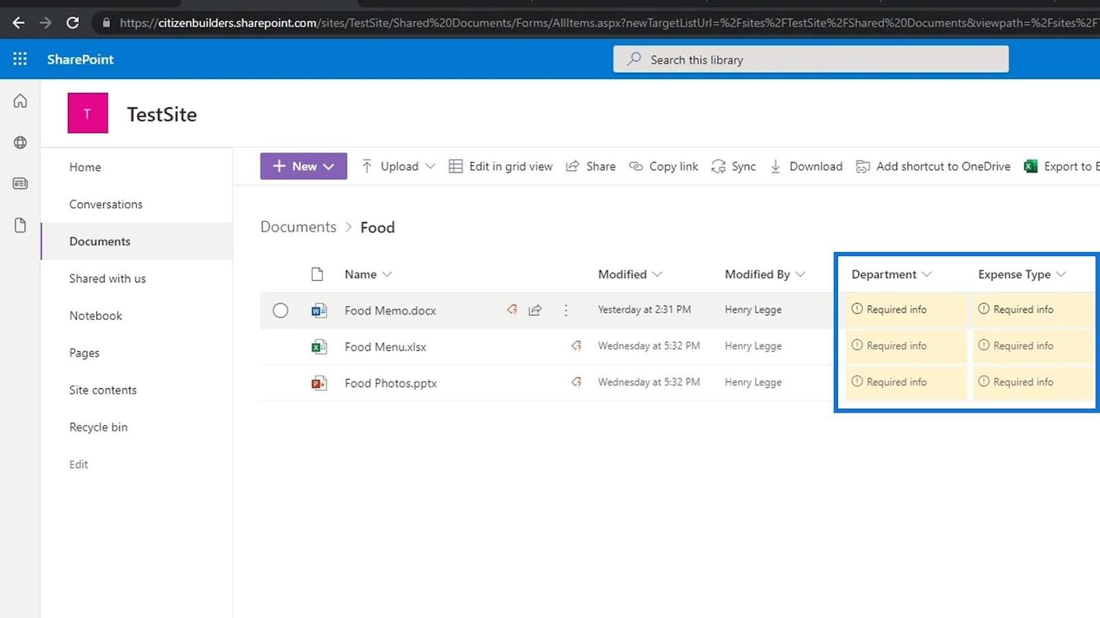 使用列在 SharePoint 中添加元數據