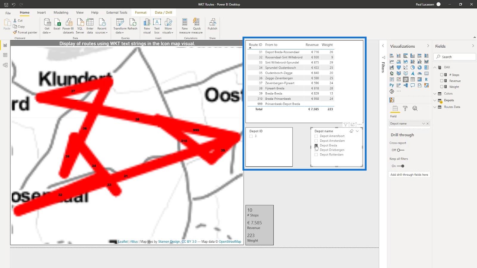 Visualizzazione della mappa delle icone di LuckyTemplates: stringhe WKT