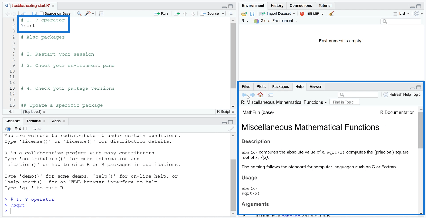 Aide de RStudio : Façons de résoudre les problèmes de R