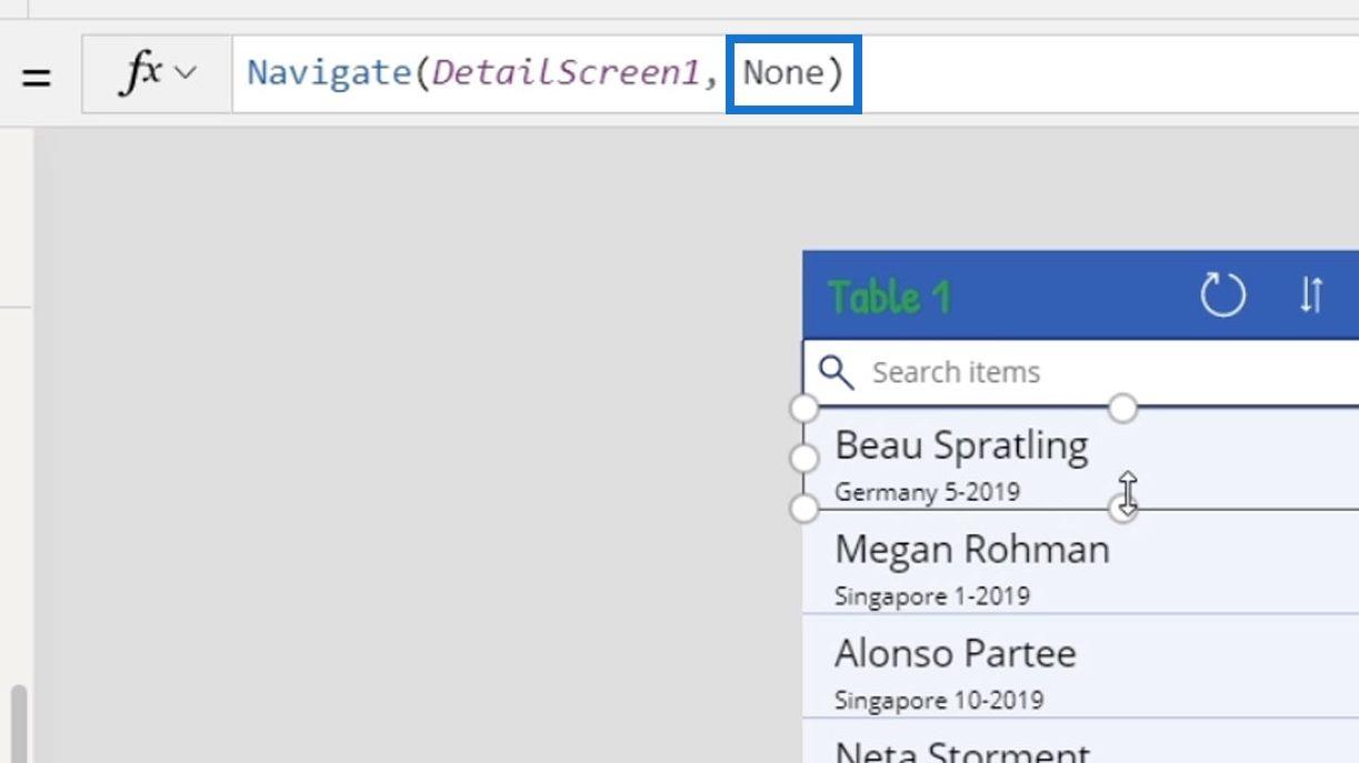 Prezentare generală a contextului de navigare PowerApps