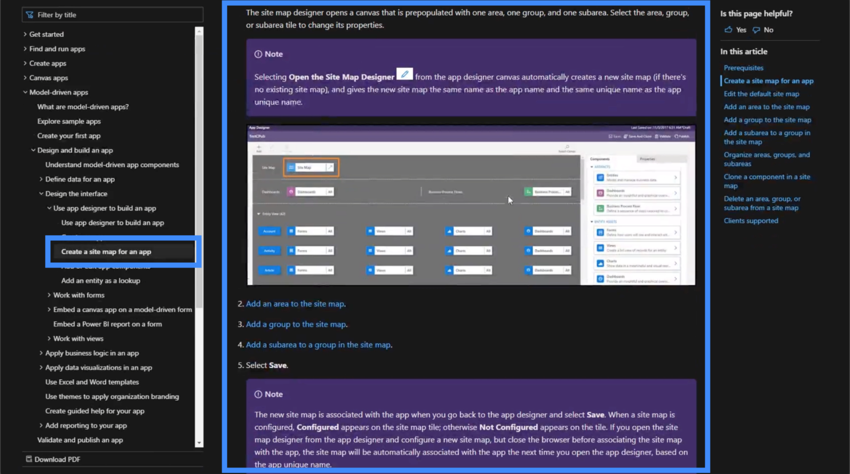 Flux de processus métier et documentation Power Apps