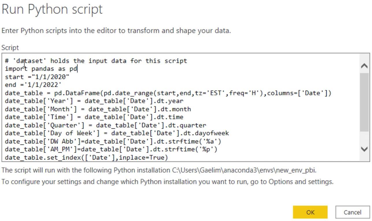 使用 Python 腳本創建日期表的 LuckyTemplates