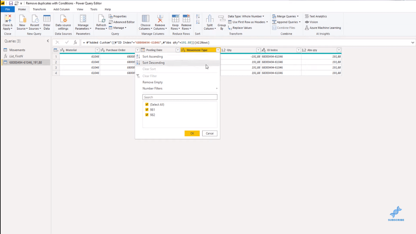 LuckyTemplates Power Query : suppression des lignes en double