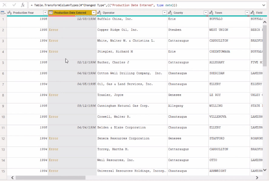 تغيير تنسيقات التاريخ باستخدام محرر Power Query