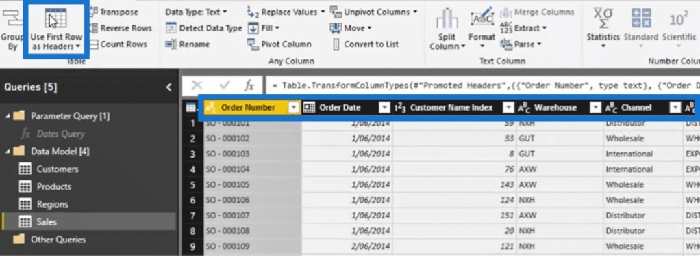 Editor de consultas de LuckyTemplates: transformaciones de filas y columnas